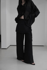 chiffon wrap skirt layered pants (2color)