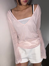 City Girl Sheer Deep V-Neck Knit Top 8color