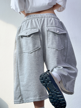 BACK POCKET SIDE PINTUCK BALLOON BERMUDA 💙🤎🖤🩶💜6COLOR