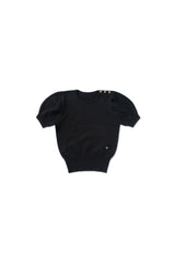 Slim button half knit_black