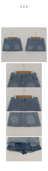 ROAD POCKET DENIM SHIRTS & MINI SKIRT SET WITH BELT