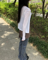 Amoo see-through ribbed long-sleeved cardigan