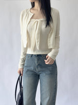 Cervi Sleeveless Button Long Sleeve Cardigan Set