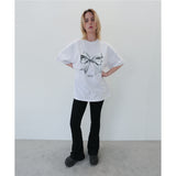 メタリックリボンTシャツ - WHITE