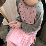 スターラグランスリーブTシャツ (ピンク/カーキ)