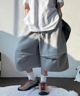 BIG PARACHUTE TWO PINTUCK BERMUDA 🤍🩶🖤3COLOR