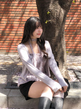 Bay Ruffle Check Cardigan Set
