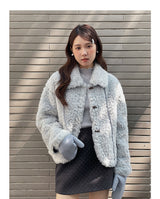 Cozy Flip-collar Fleece Short Jacket (Mitten Set)