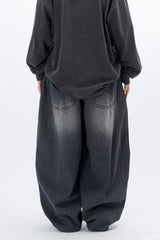 Leggy Side Tuck Balloon Denim