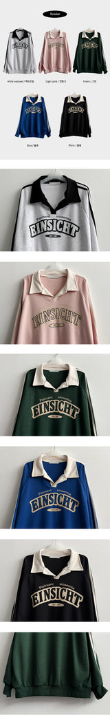 Jewit Two-Line Oversized Fit Color Collar Sweatshirt