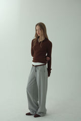 SAILOR RIBBED KNIT PULLOVER_BROWN