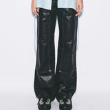 Eco Leather Semi-boots cut pants [black]