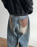 Stud Patch Denim Pants