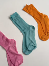 Colored Ribbed See-through Socks