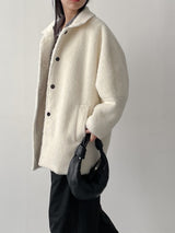 [wool 30%] ヘアシングルオーバーフィットハーフコート