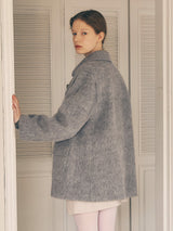 HAIRY DUFFLE HALF COAT GRAY