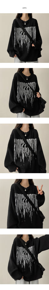 Dipp リブドニット長袖Tシャツ