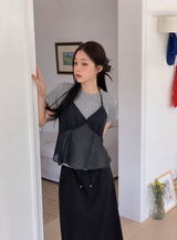 [SHOPPERMADE] ホルターネックレイヤードスリーブレスブラウス (3color)