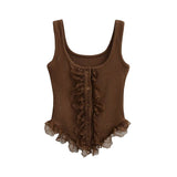 Brina Lace Ruffle Button Top