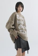 Lettering oversize heavy knit