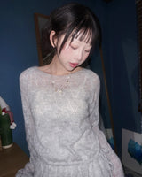 (3color) Romantic Shirring Sheer Knit