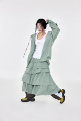 チェックラッフルスカート Green