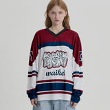 マルチーズライングラフィックメッシュジャージー長袖Tシャツ