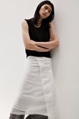 Linen oval neck knit, Black