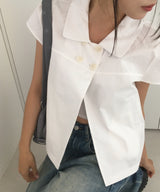 Way Collar Neck Cap Sleeve Short Sleeve Blouse Summer Jacket 2 Colors