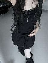[60%Exclusive] black lace corset one-piece
