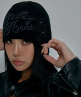 CROSS LETTERING BEANIE_BLACK