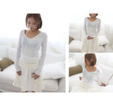 Crinkle Vintage Deep U-Neck Long Sleeve Top