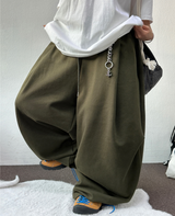 KNEE TWOTUCK BALLOON KEY RING LONG PANTS 🤎🩶🖤🤍💚6COLOR
