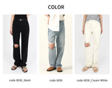 DESTROYED SLIM WIDE FIT DENIM PANTS_BLACK code 6836
