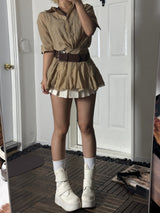Warm Belt Shirts Dress