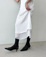 Pulse satin layered shirring one-piece