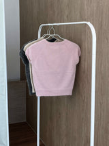 V-neck short-sleeved knitwear (3 colors)