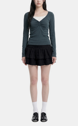 Melly Lace Layered Shirring Tee