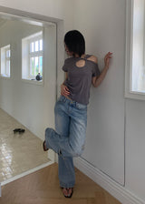 TWIST HOLE HALF TEE (4color)