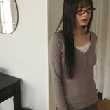 sort V-neck button slim fit V-neck T-shirt