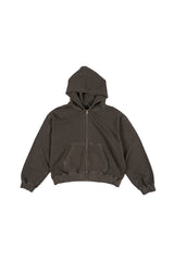 Vintage Washing Crop Hooded Zip-Up