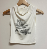 DAMAGE PRINT SLEEVELESS NECK SHIRRING TOP🤎🤍 - 2 COLORS