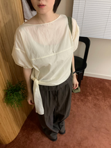 Boatneck tie blouse