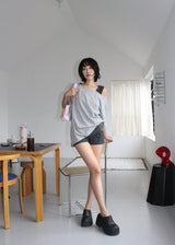 EYELET OFF SHOULDER TEE