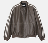  Mirei Two-Way Double Line Biker Leather Jacket