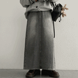 [High quality!] Lofe washing denim long skirt
