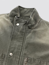 Washed High-Neck Field Jacket_Khaki