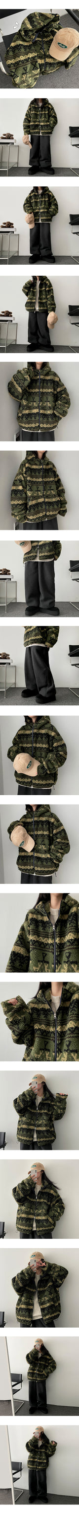 Beju Wang Boxy Wool Hoodie Zip-Up