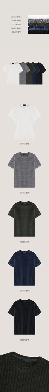 [S/S] ベルベットラウンドネックハーフニット(5color)