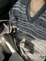 [UNISEX] Overfit mix regular V-neck long sleeve knit (5 colors)
